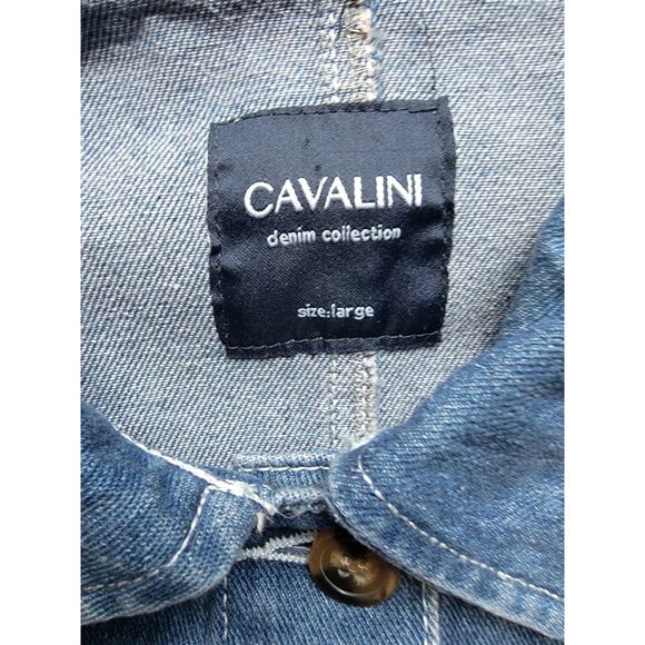 Cavalini Denim Collection Women Large Button Up Shirt Long Sleeve Denim - Picture 3 of 6